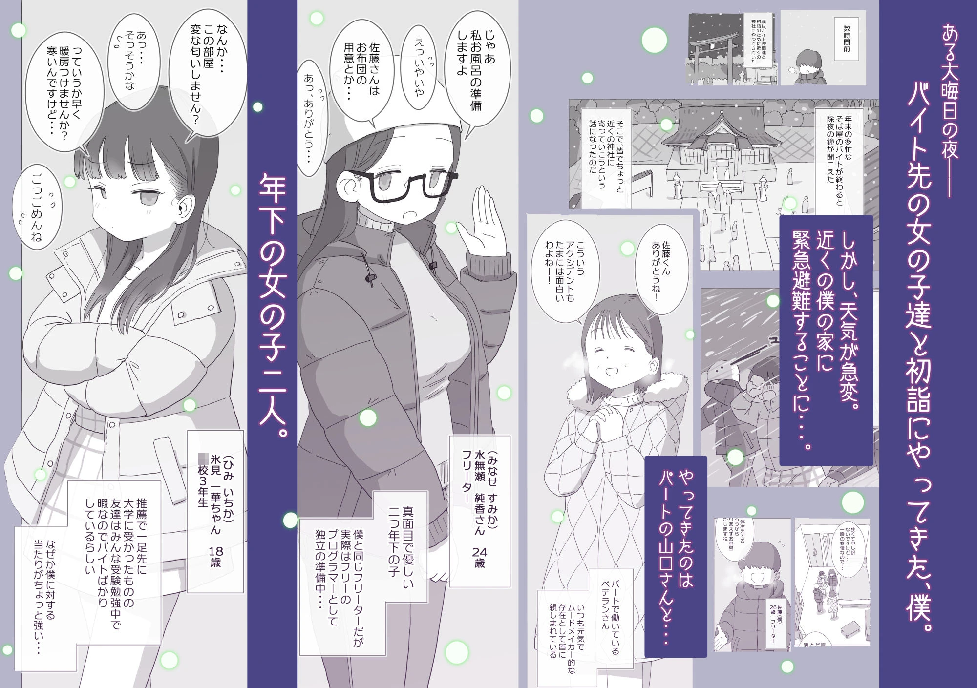 ある大雪の冷たい夜僕の家の布団の中でバイト先の女の子達が内緒で密着あたためえっちしてくれた。 2ページ