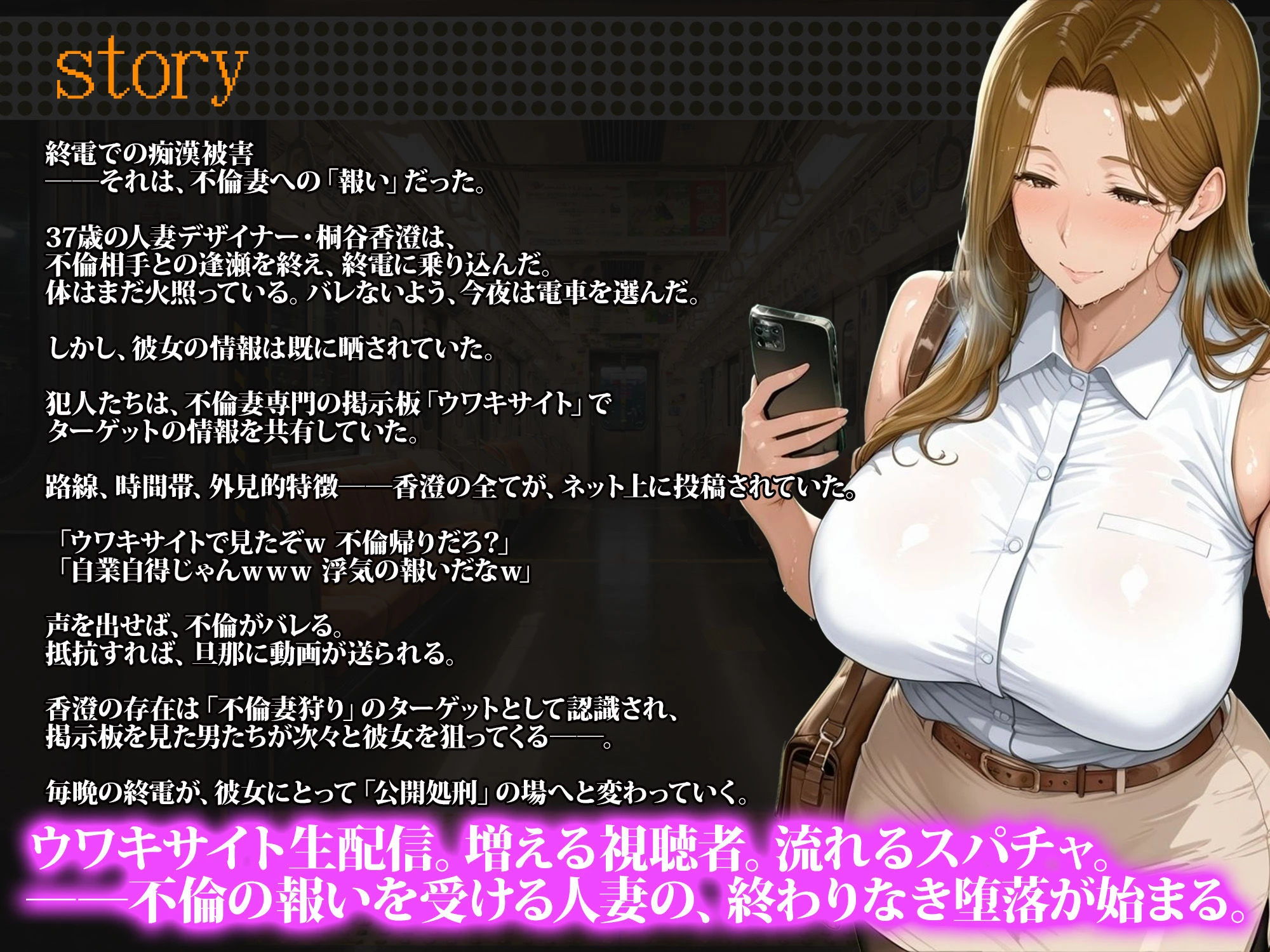 痴●電車完全再現〜ウワキサイトに晒された不倫雌親〜 6ページ