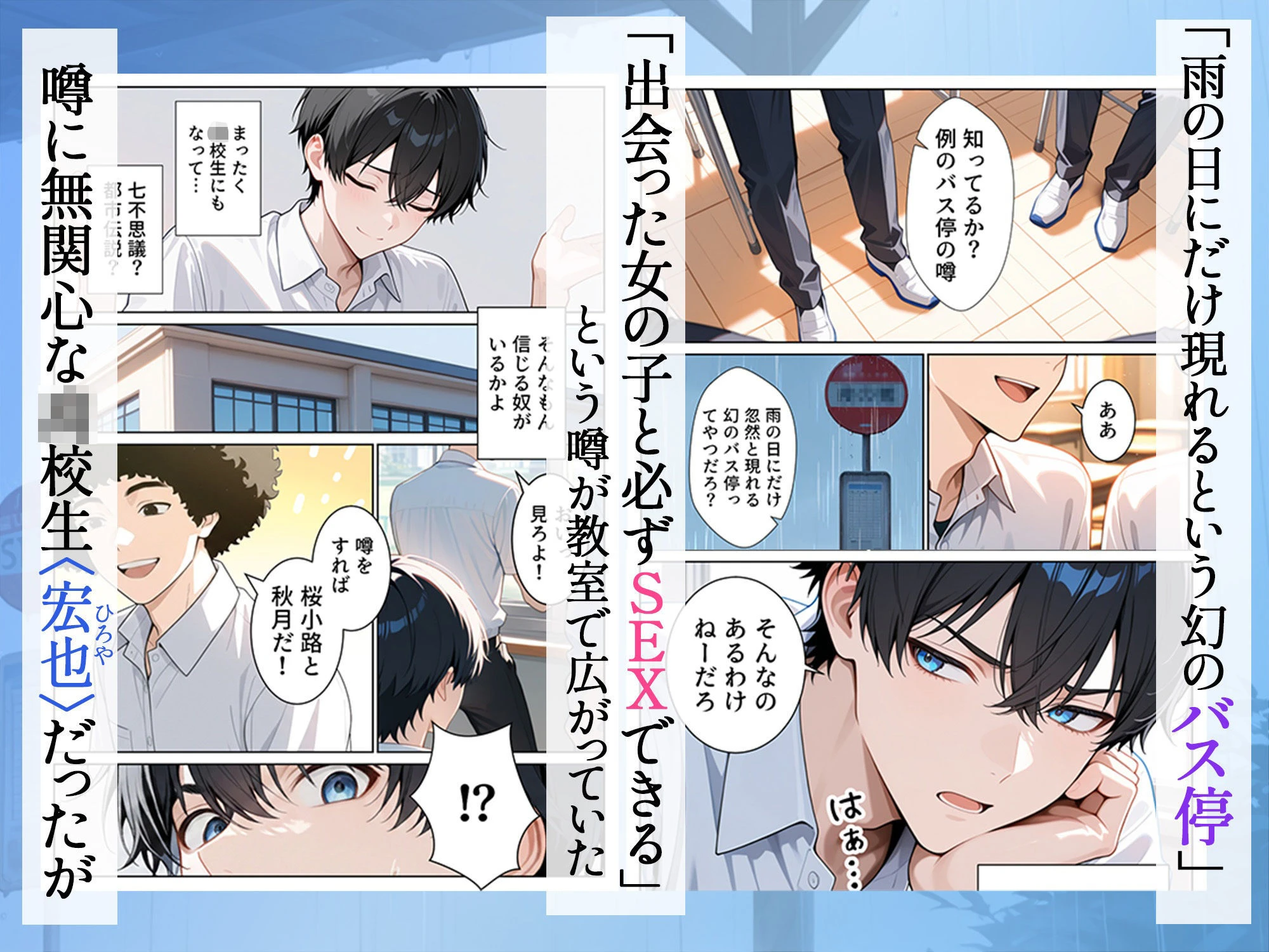 雨宿りのバス停で学園美女と濡れ透けSEXした話 エロ漫画 無料