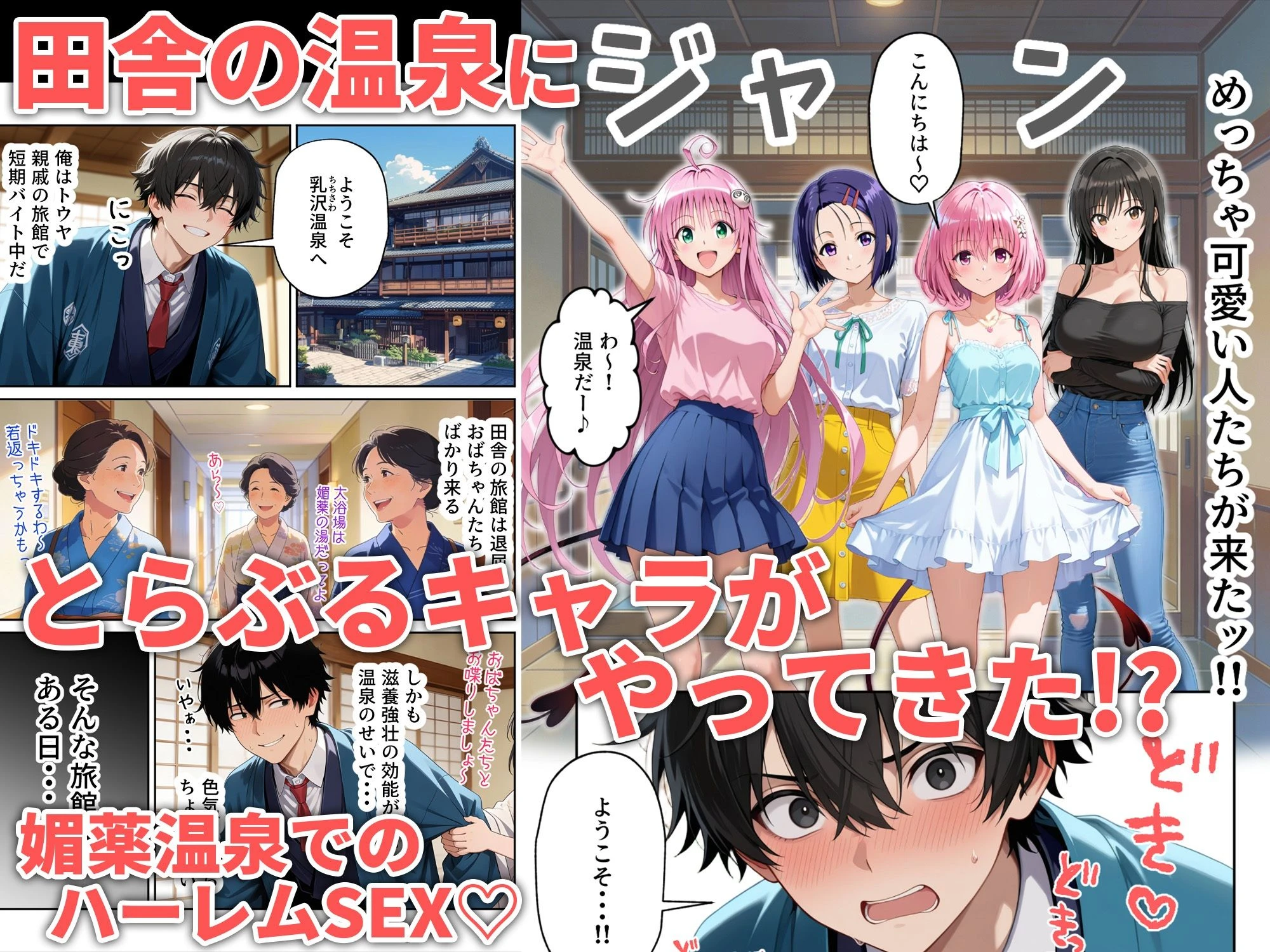 覗き見とらぶるハーレム温泉〜媚薬の湯〜 エロ漫画 無料