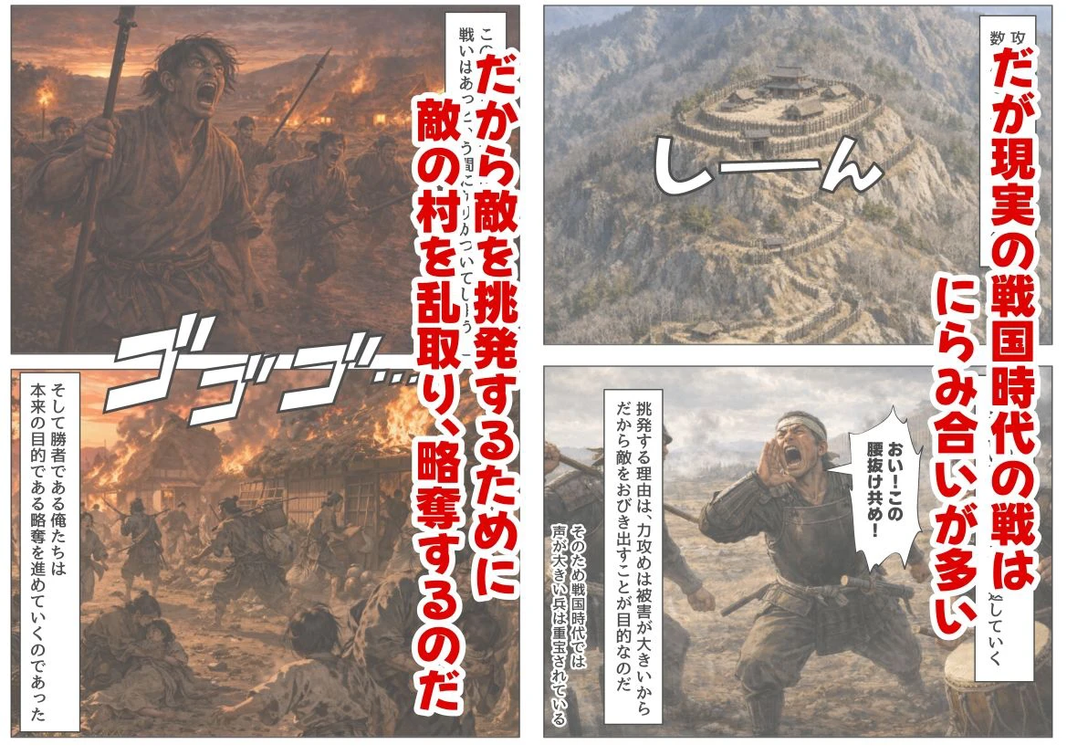 《戦の乱取り（略奪）》 戦国時代の農村に俺が転生したら、エロすぎた史実の話 4ページ