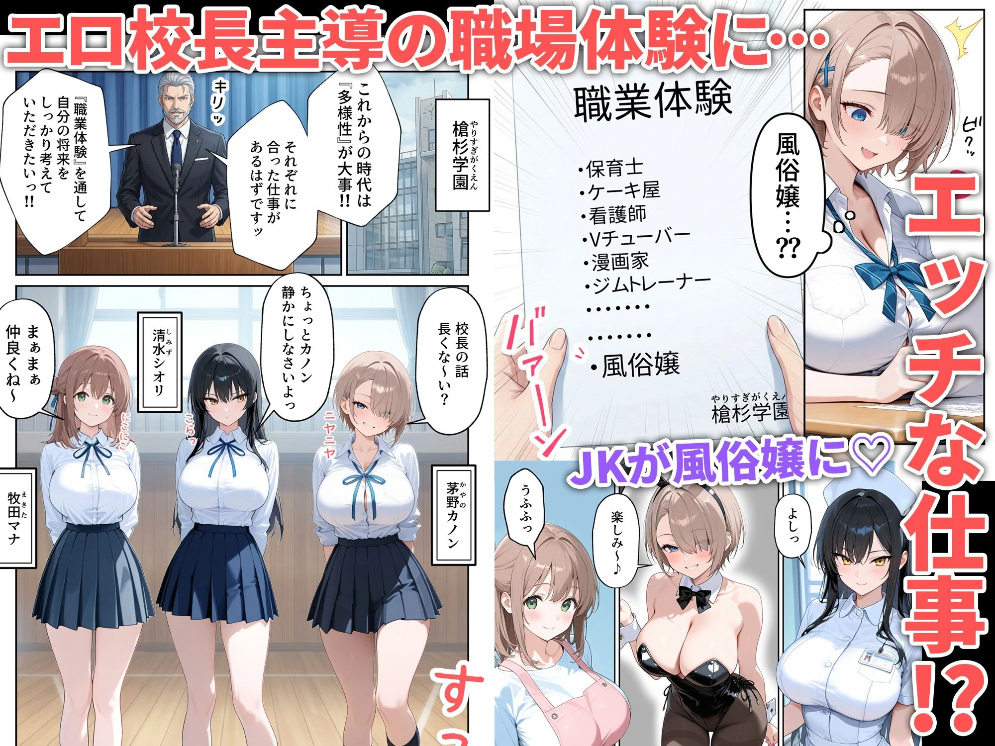 職場体験えっち 女子●生3人エッチな職場体験 2ページ