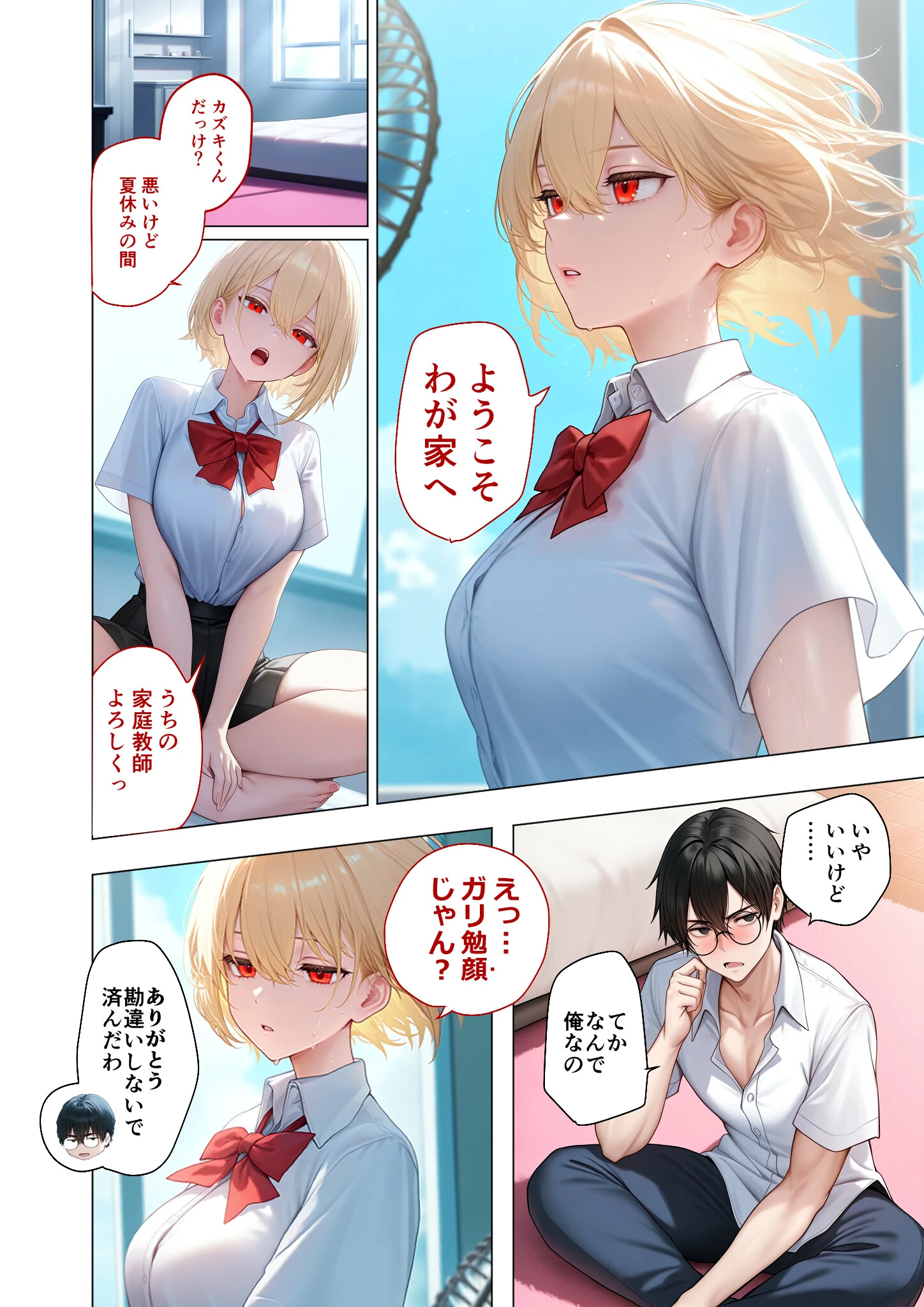 真夏のビッチな姉妹ハーレム 〜オ○ニー中毒ギャル達の家庭教師になった俺〜 第1話 モザイク版 8ページ