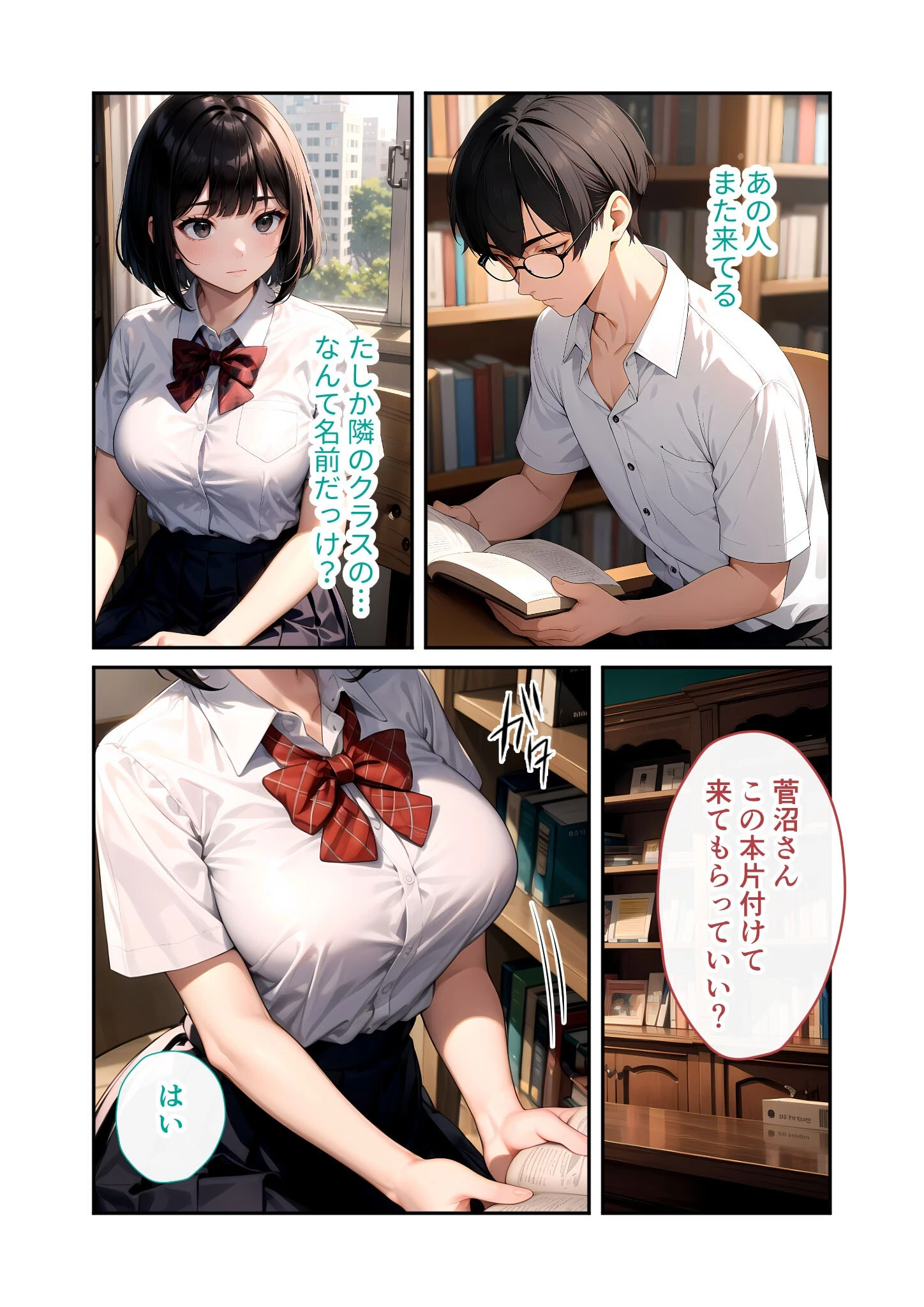 陰キャの僕、透視の力を手に入れる。第六話 〜巨乳な図書委員の隠し切れない喘ぎ声〜 モザイク版 4ページ