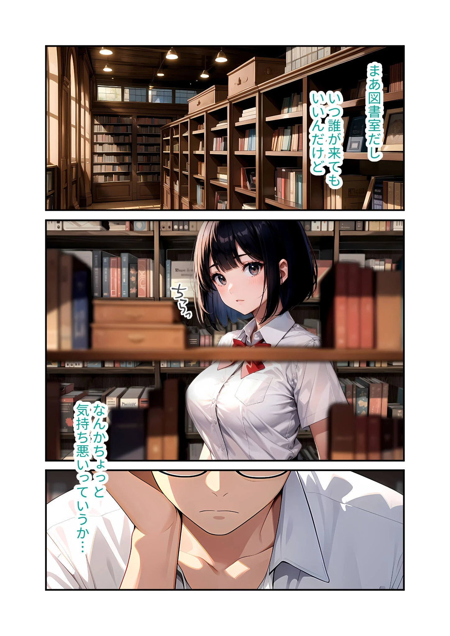 陰キャの僕、透視の力を手に入れる。第六話 〜巨乳な図書委員の隠し切れない喘ぎ声〜 モザイク版 6ページ