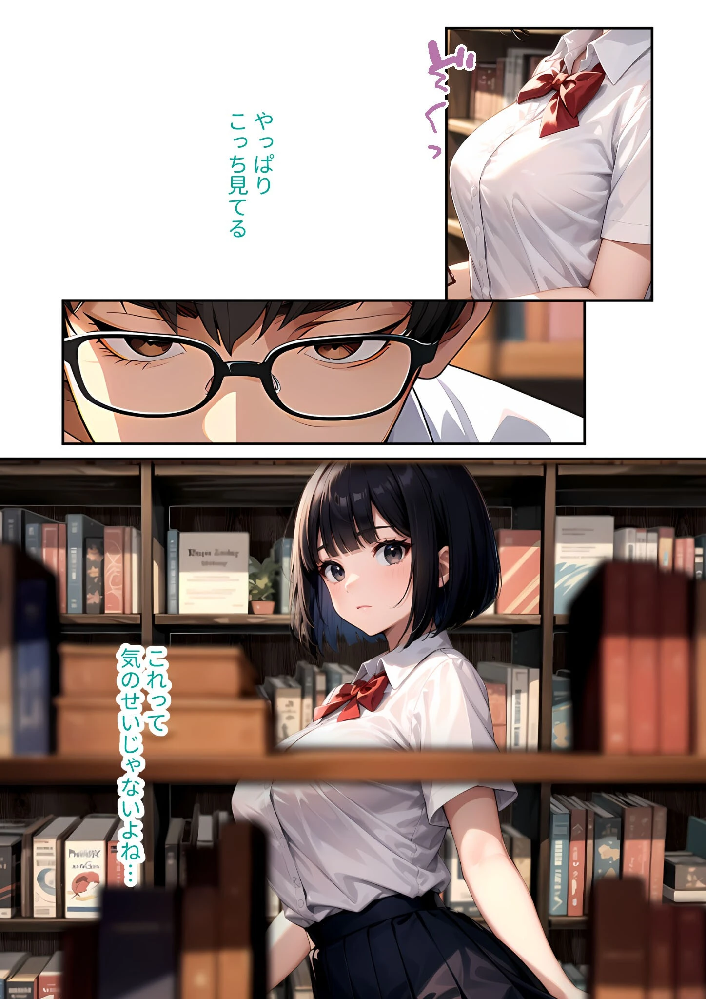 陰キャの僕、透視の力を手に入れる。第六話 〜巨乳な図書委員の隠し切れない喘ぎ声〜 モザイク版 7ページ