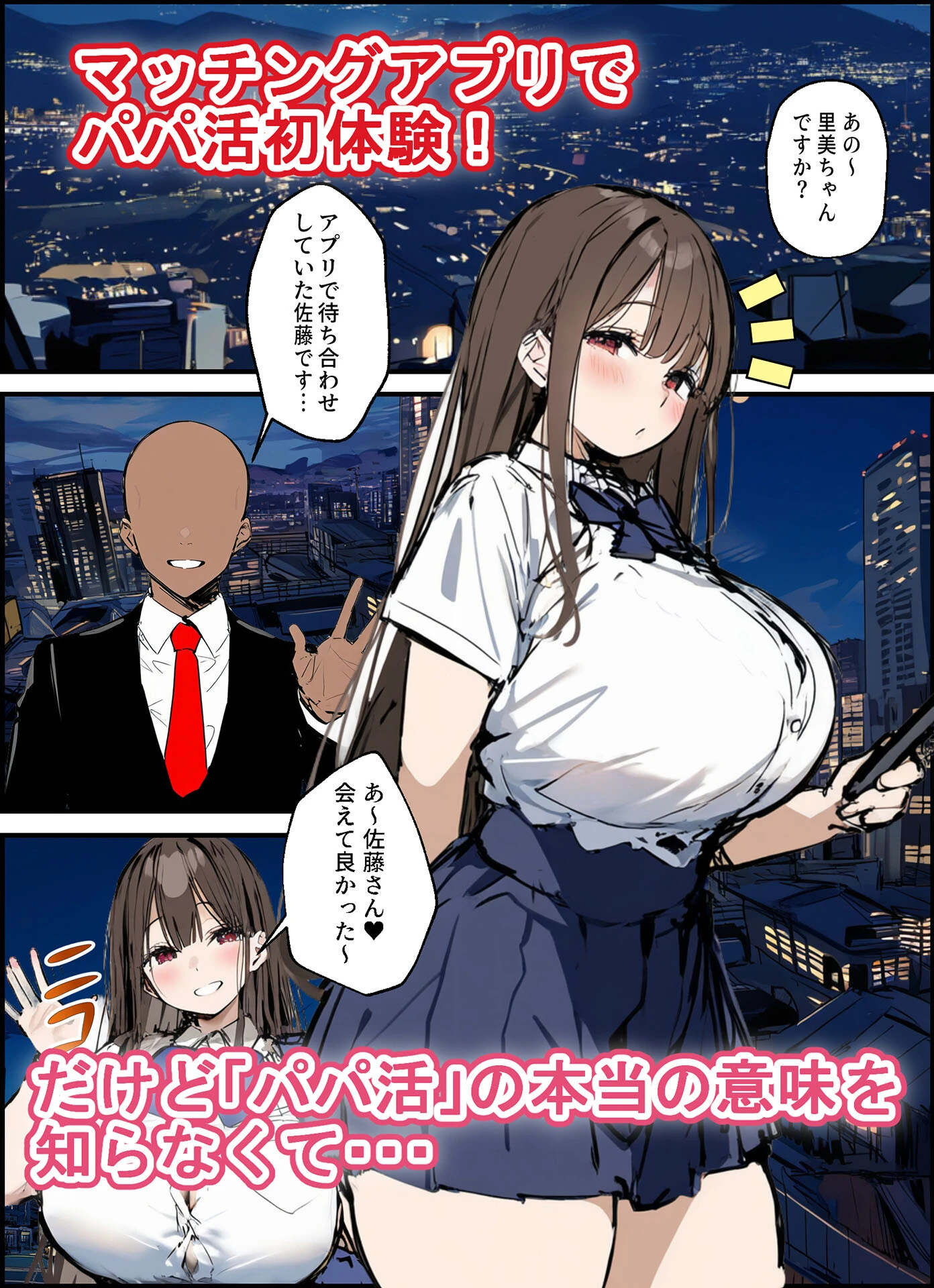 パパ活の意味を知らない天然ビッチ女子【単話】(2)モザイク版 3ページ