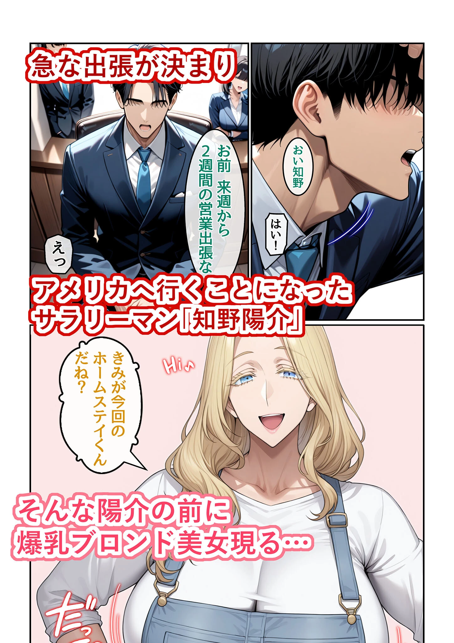 ホームステイ先の爆乳ブロンド美女に雌牛コスで誘惑されてイチャラブ種付け生活1 モザイク版 3ページ