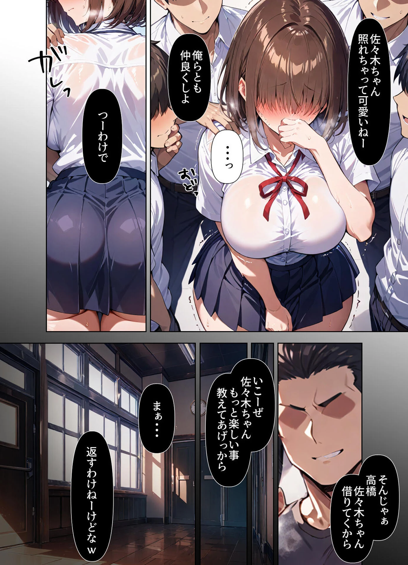 ヤリ●●達に目をつけられてしまった目隠れ巨乳転校生 モザイク版 9ページ