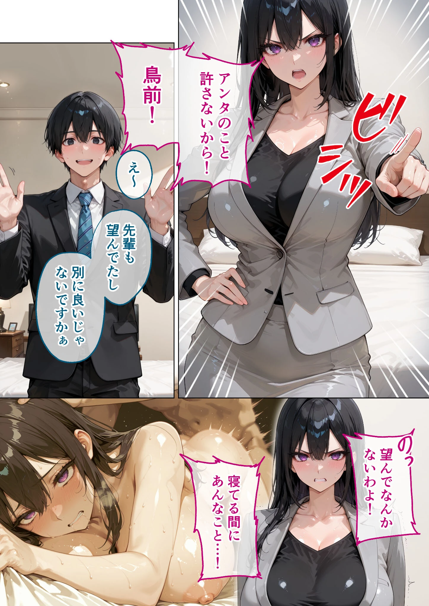 お二人様一室、メス堕ちにつき 〜抗う高飛車女上司を屈服させる部下の蛮行〜 モザイク版 3ページ