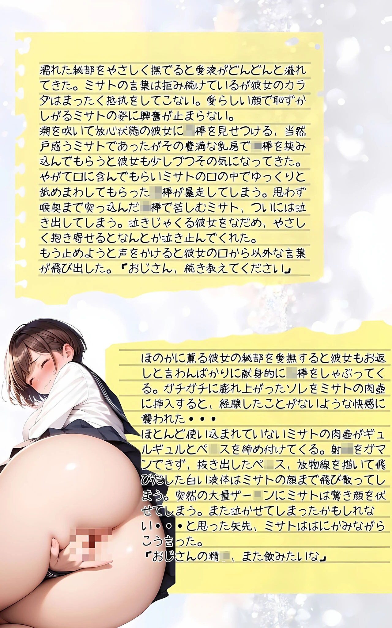 ぱんちら撮影会のはずが、いつのまにかおじさんち〇ぽに沼る話2 モザイク版 4ページ