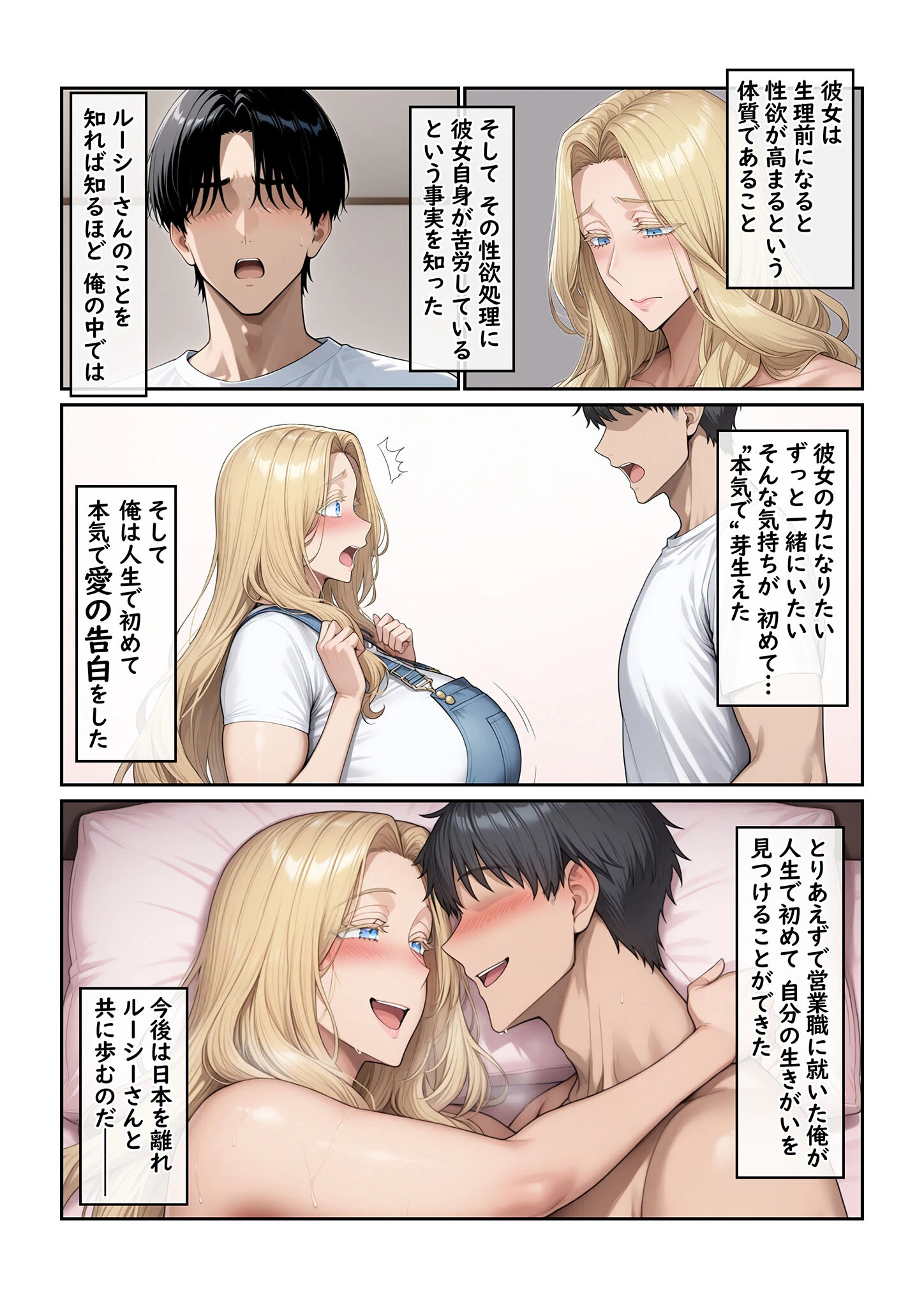 ホームステイ先の爆乳ブロンド美女に雌牛コスで誘惑されてイチャラブ種付け生活 モザイク版 4ページ