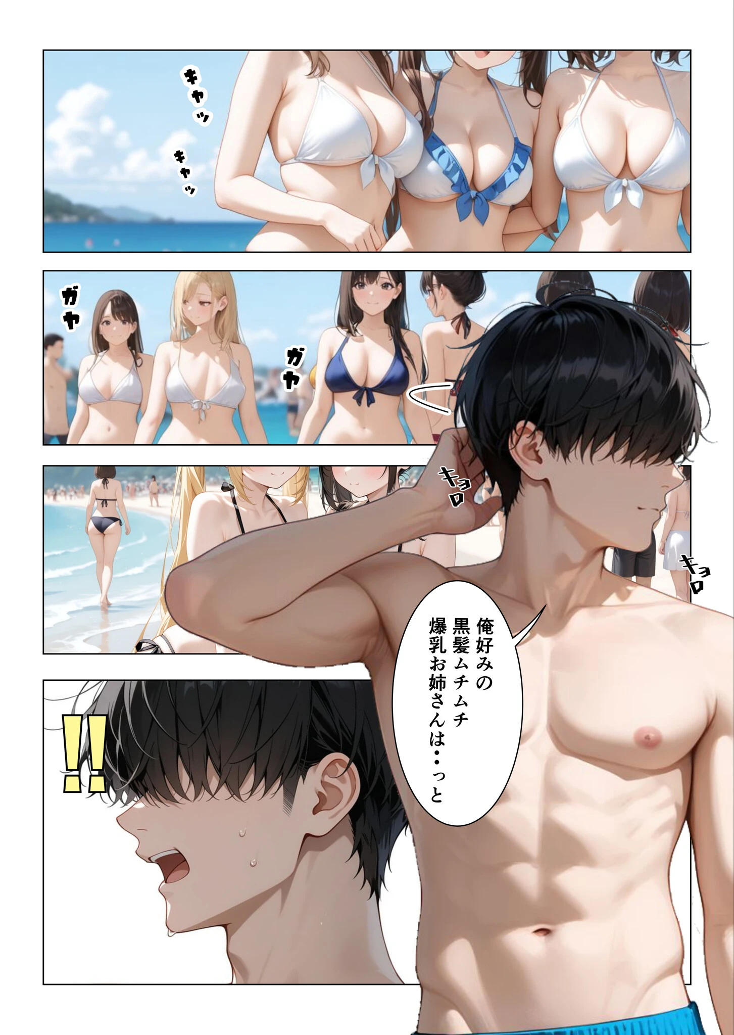 セックスビーチ〜彼女いない歴=年齢のバキバキ童貞オタクな俺がムチムチ爆乳お姉さんと海で濃厚セックスする話〜 モザイク版 7ページ