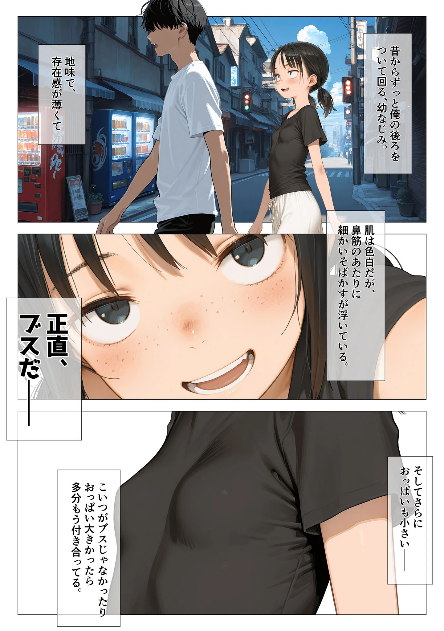 ちいぶす-おっぱい小さくてブスだけどいつでもヤレる幼馴染- モザイク版 4ページ