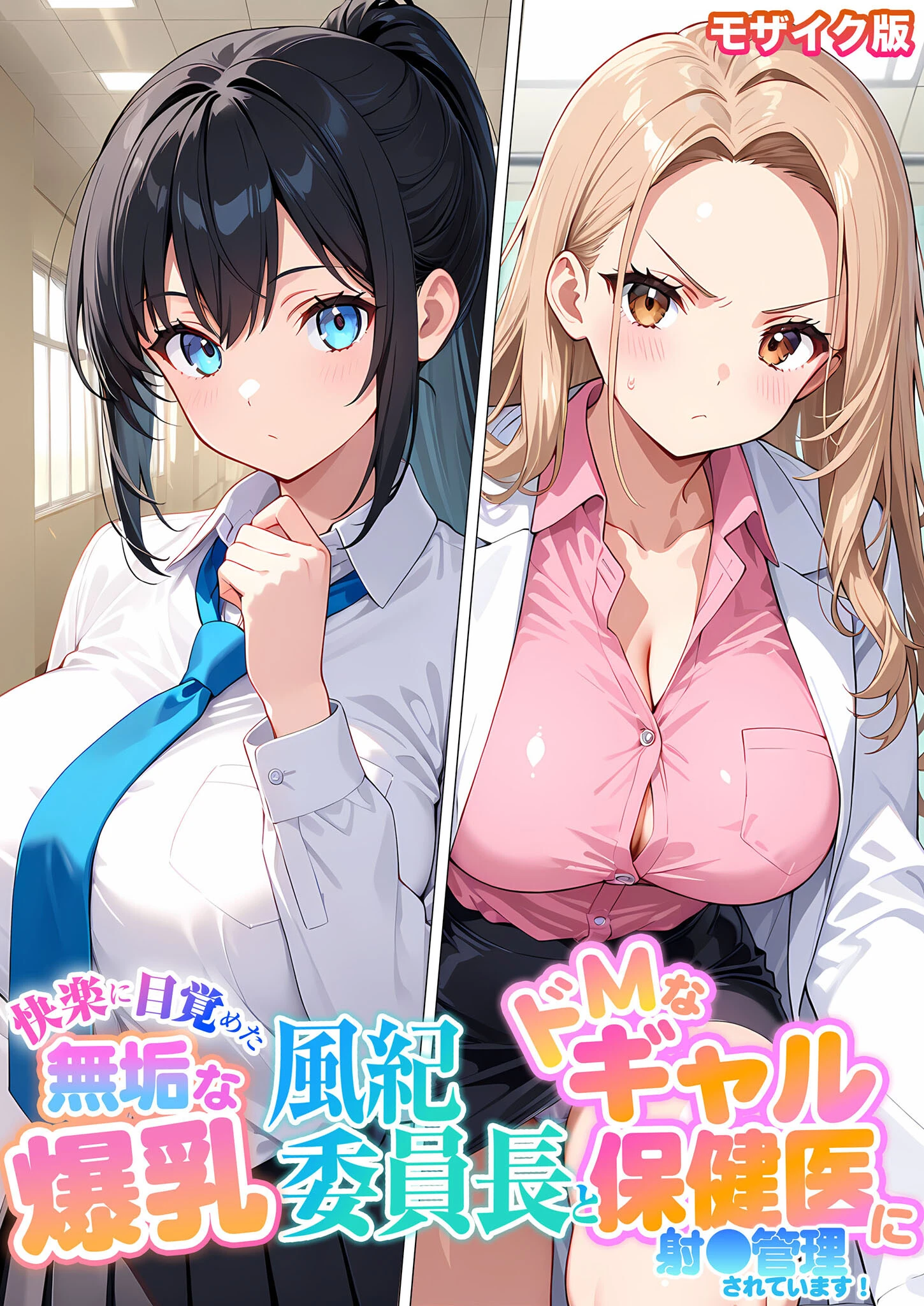 快楽に目覚めた無垢な爆乳風紀委員長とドMなギャル保健医に射●管理されています！ モザイク版 エロ漫画 無料