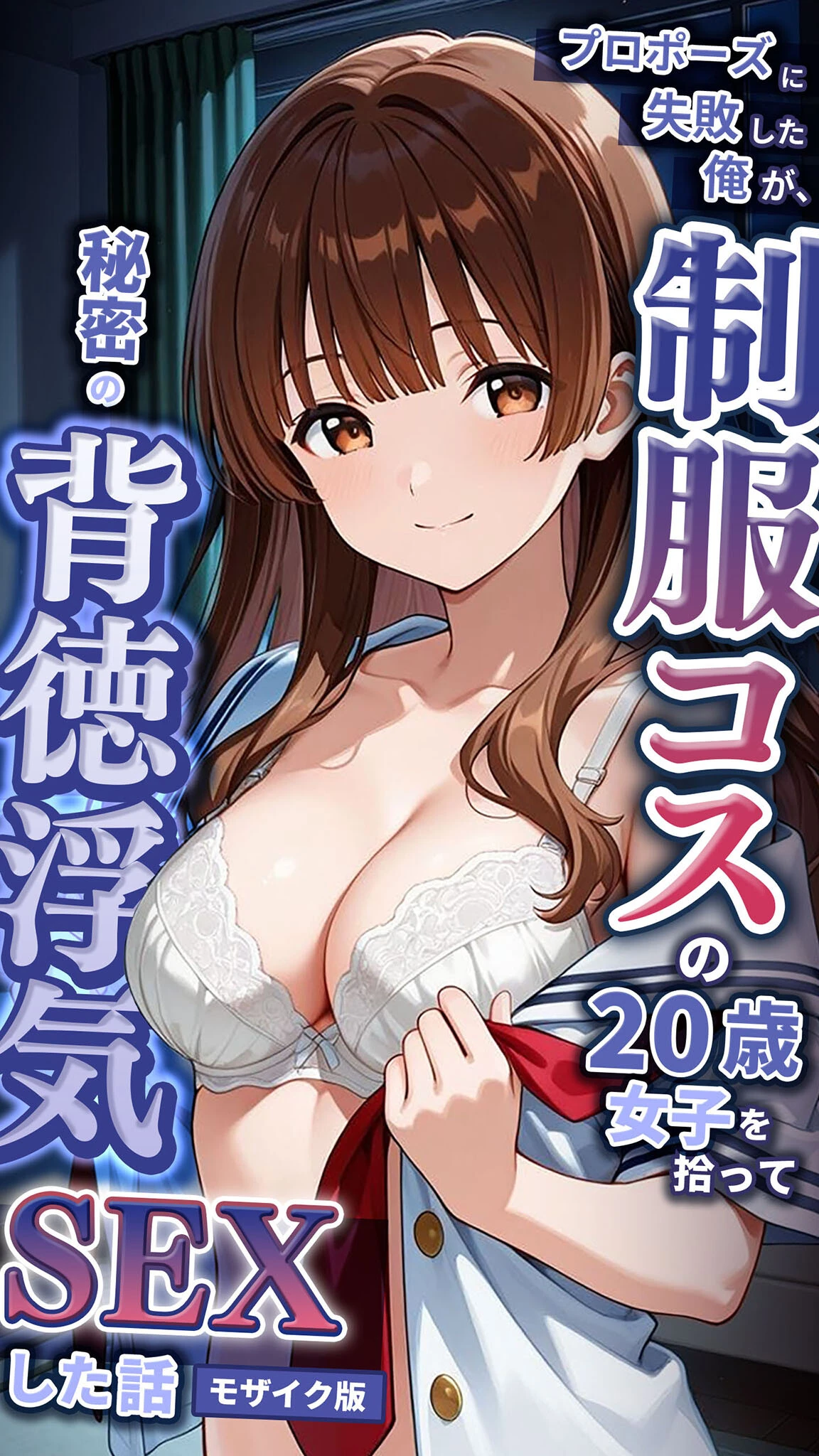 プロポーズに失敗した俺が、制服コスの20歳女子を拾って秘密の背徳浮気SEXした話 モザイク版 エロ漫画 無料